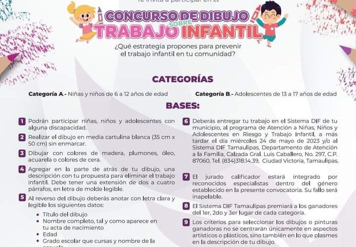 Abre Sistema DIF convocatoria de dibujo sobre trabajo infantil