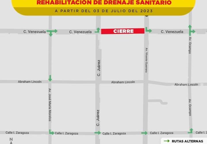 Habrá cierre de vialidad por trabajos de rehabilitación de drenaje sanitario