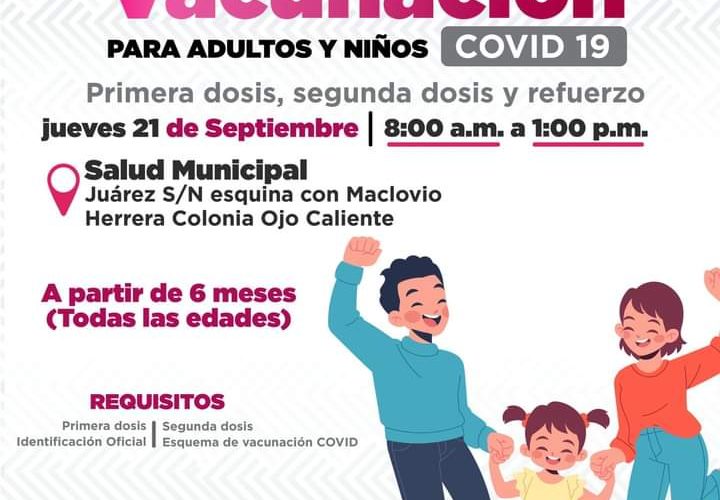 Invita Gobierno Municipal a jornada de vacunación contra Covid-19