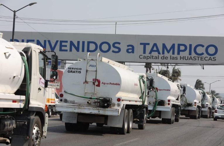 Envía Gobierno de Tamaulipas pipas para distribuir agua en la zona sur